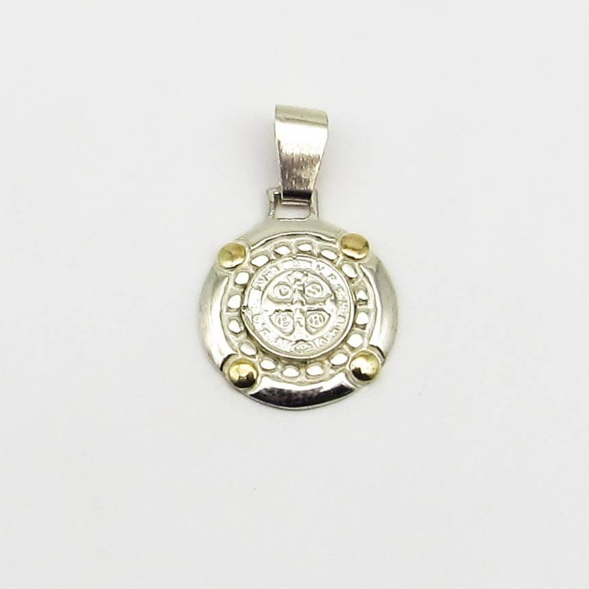 DIJE SAN BENITO 20MM /PLATA Y ORO